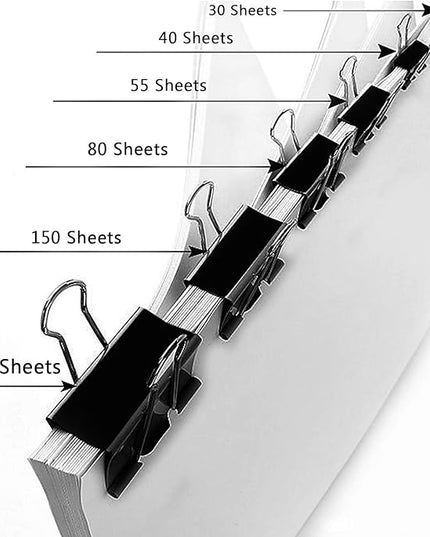 SANNIX 110 PCS Binder Clips Assorted Sizes, X Large, Large, Medium, Small, Mini and Micro, Binder Clips Paper Clamps for Office Home School