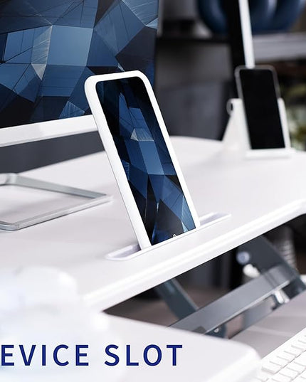 VIVO 48 inch Height Adjustable Large Stand Up Desk Converter, V Series, Quick Sit to Stand Tabletop Dual Monitor Riser Workstation, White, DESK-V048VW