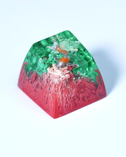Kohaku Koi Artisan Keycap Turquoise and Purple Coral R1 SA Profile Custom Keycaps 1U ESC Handmade Gaming Resin Key Cap Cherry MX Switch Compatible Mechanical Keyboard Koi Lover Gift
