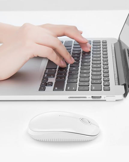 VssoPlor Wireless Mouse, 2.4G Slim Portable Computer Laptop Mouse with Nano Receiver Quiet Silent Optical Mice for Notebook, PC, Laptop, Computer-Pure White