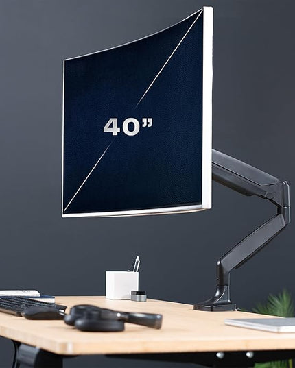 VIVO Premium Aluminum Heavy Duty Single Monitor Arm for Ultrawide Monitor up to 40 inches and 30 lbs, Desk Mount Stand, Pneumatic Height, Max VESA 100x100, Black, STAND-V110Q