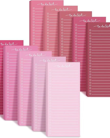 Censen 10 Pack 500 Sheets To Do List Notes Daily Checklist Notepads with 50 Sheets Each Undated Color Memo Pad Block Shopping List Pad Weekly Plan Notepad Organizer Planners (Gradient Pink,Lined)