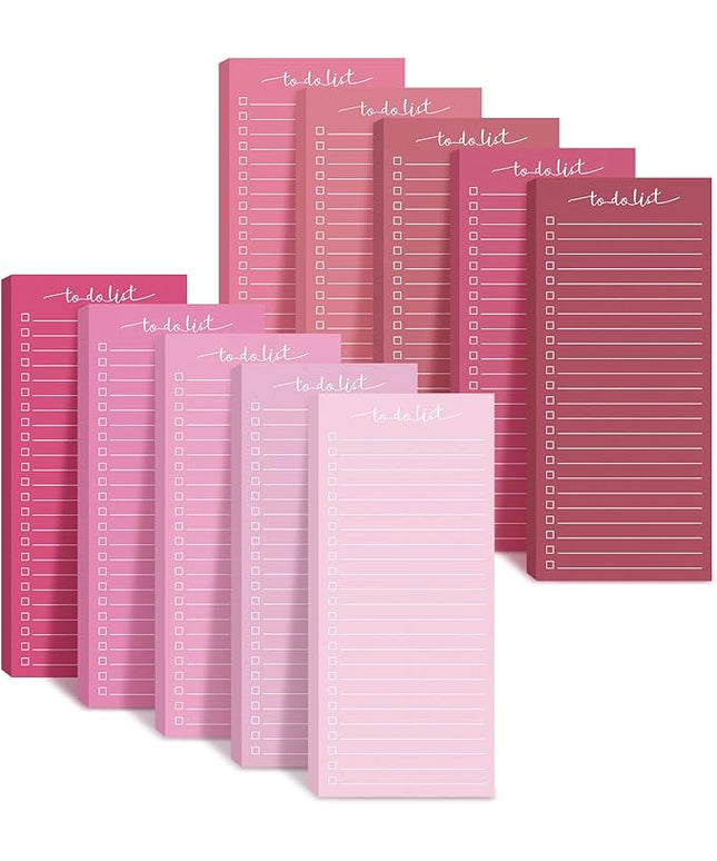 Censen 10 Pack 500 Sheets To Do List Notes Daily Checklist Notepads with 50 Sheets Each Undated Color Memo Pad Block Shopping List Pad Weekly Plan Notepad Organizer Planners (Gradient Pink,Lined)