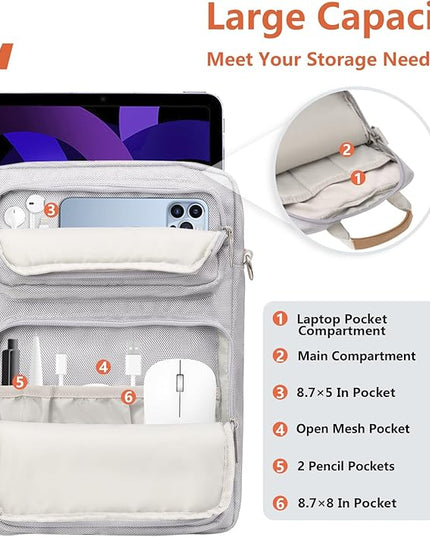 13.3-14 Inch Laptop Sleeve Bag, Laptop Bag for 14'' MacBook Pro M4 2024,14'' MacBook Pro M3&M2&M1 2023/2021, 13.6/13'' New MacBook Air M3/M2 2024/2022,Tab S8 Ultra 14.6",with Shoulder Strap(Silver)