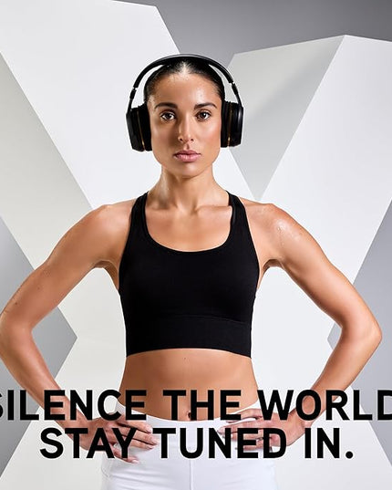 BlueAnt Pump X Wireless Over-Ear Headphones, Bluetooth, Powerful Bass, Active Noise Cancelling & Transparency Mode, Interchangeable Ear Cups, All-Day Comfort for Gym and Training, Black/Gold