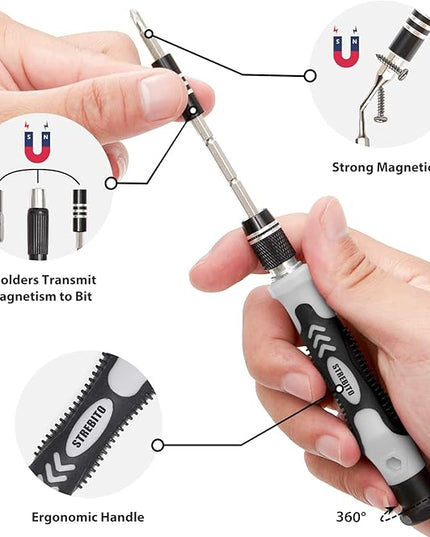 STREBITO Precision Screwdriver Set 142-Piece Computer Tool Kit Magnetic Screwdriver Set Laptop Screwdriver Kit Electronic Repair Kit Tech Toolkit for PC, Phone, Macbook, Nintendo, PS4, Xbox Controller