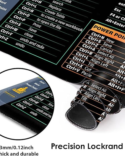 Galdas Gaming Mouse Pad XXL XL Large Long Extended Big Mousepad Non-Slip Rubber Keyboard Desk Pad with Stitched Edges for Laptop Home Office (31.5x11.8x0.08 Inch) … (Shortcut Keys1)