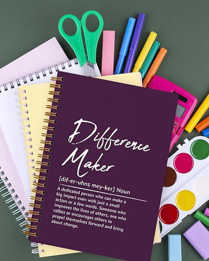 OXW Purple Meeting Notebooks for Work, Difference Maker Gift Office Work Notebook Journal for Writing Note Taking, Thank You Gifts for Women Men Leader Boss Mentor Manager Principal, 5.5"x8.3"