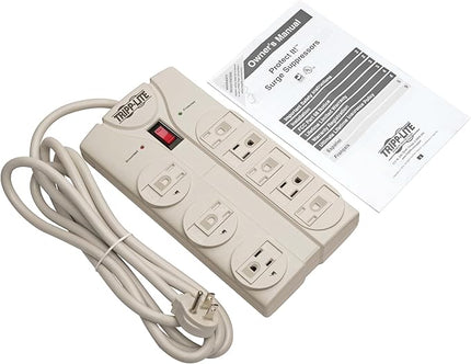 Eaton Tripp Lite Series TLP808 8 Outlet Surge Protector Power Strip with Flat Plug, 1440 Joule Rating, White, UL Listed & Certified, 8ft Extension Cord with Multiple Outlets for Home Office