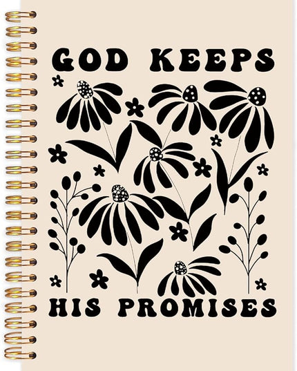 Boho Floral Christian Spiral Journal Notebook 5.5x8.3in, Bible Scripture Abstract Flower Journal for Woman, Religious Minimalist Botanical Notebooks for Note Taking, Hardcover Notebook