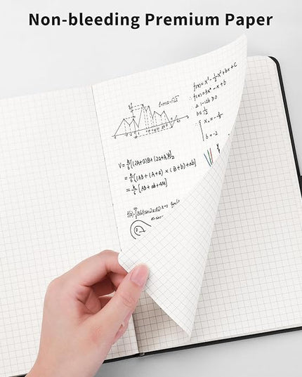 RETTACY Graph Grid Paper Notebook, 192 Pages, A5 Medium Size (5.7'' x 8.3''), 5 Squares per Inch, Leather Hardcover, 100 GSM Thick Paper, for School, Students, Math, Engineering (Orange)