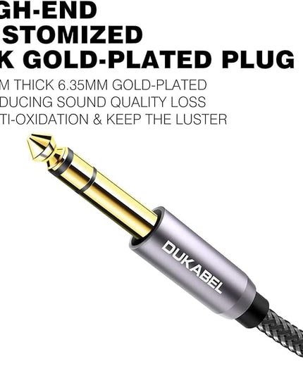 DUKABEL TopSeries Long 6.35mm (1/4 inch) to 3.5mm (1/8 inch) Headphone Jack Adapter -8ft (2.4m) 1/8 Female to 1/4 Male Extension Cable 3.5 to 6.35 for Mixer Guitar Piano Amplifier Speaker and More
