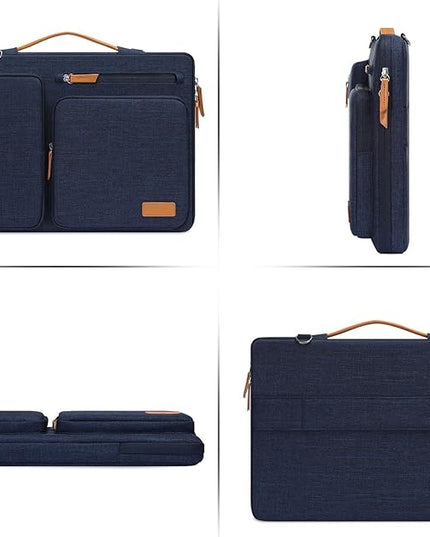 MOSISO 360 Protective Laptop Shoulder Bag,13-13.3 inch Computer Bag Compatible with MacBook, HP, Dell, Lenovo, Asus Notebook,Side Open Messenger Bag with 4 Zipper Pockets&Handle, Navy Blue