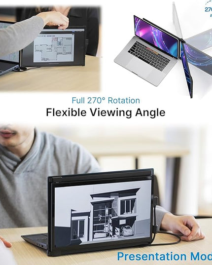 Portable Monitor for Laptops, New Mobile Pixels Duex Plus DS 13.3" Full HD IPS Dual Laptop Monitor, USB C/HDMI Plug and Play Laptop Screen Extender,Windows/Mac/Android/Switch Compatible