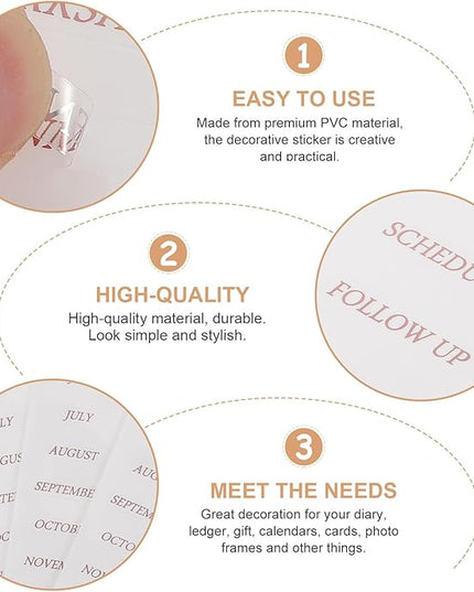 GALPADA 4 Sheets Rose Gold Foil English Phrase Stickers for Scrapbooking Journaling Monthly Planner Decoration Transparent Pet DIY Decals for Diaries and Photo Albums Creative Stationery