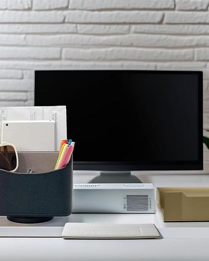 UnionBasic Rotating Desk Organizer, 360 Degree Desk Spinning Caddy, Desktop TV Guide/Mail/Media/Remote Controller Holder Organizer,Fishskin Black
