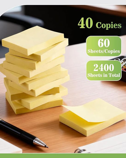 (40 Pads) Sticky Notes 1.5x2 in,Classic Yellow Post Self Stick Pad Its, Clean Removal Sticky Pads Bulk for Office, Home, School,Teachers, Meeting, Notebooks