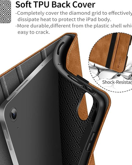 H HOLIMET Case for iPad Air 11 Inch M3/M2 (2025/2024)/iPad Air 4th/5th Generation 10.9 Inch 2022/2020 with Pencil Holder Soft Back Shockproof Protective Vegan Leather