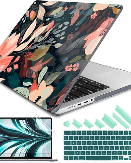 DONGKE Case for M5 MacBook Pro 14 inch 2025 2024-2021 M4 M3 M2 M1, Plastic Hard Shell Cover Compatible with A3434 A3112 A3401 A3185 A2992 A2779 A2442, Retina XDR Display & Touch ID, Painted Florals