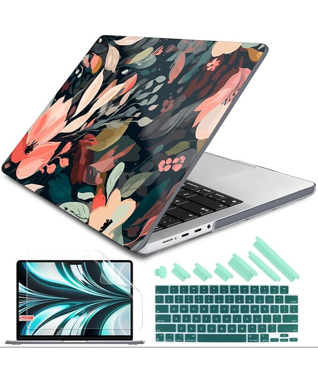 DONGKE Case for M5 MacBook Pro 14 inch 2025 2024-2021 M4 M3 M2 M1, Plastic Hard Shell Cover Compatible with A3434 A3112 A3401 A3185 A2992 A2779 A2442, Retina XDR Display & Touch ID, Painted Florals