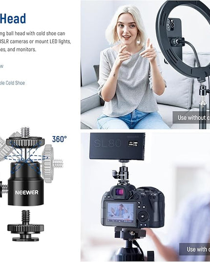 NEEWER Camera Desk Mount with C Clamp, 2 Pack 13.8"-23.6" Adjustable Desktop Light Stands with 1/4" Ball Heads Cold Shoe Adapters Long Handles for Webcam DSLR Camera Monitor Ring Light, Max Load 5kg