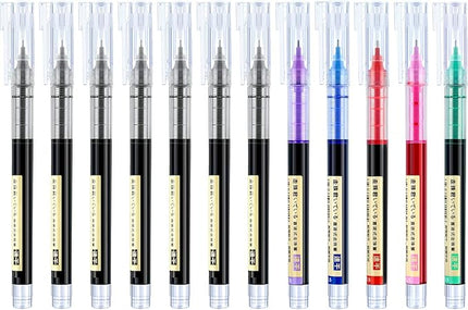 Frienda 12 Pieces Rolling Ball Pens 0.5 mm Japanese Quick Drying Fine Point Pens Liquid Ink Smooth Writing for Office Student Back to School Supplies(Classic Colors)