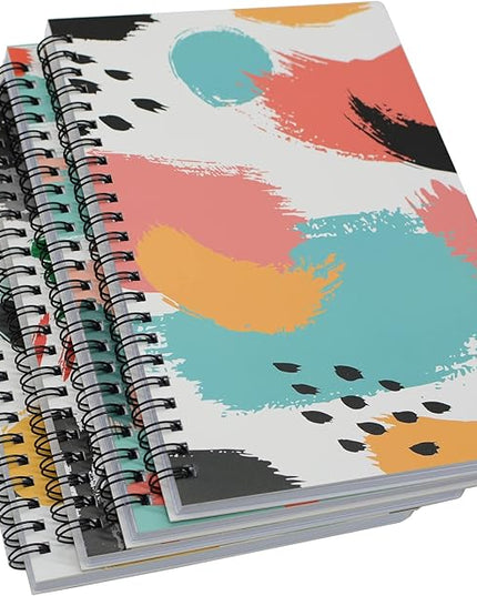 Yansanido Spiral Notebook, 4 Pcs A5 Thick Graffiti Design Hardcover 8mm Ruled 4 Color 80 Sheets -160 Pages Journals for Study and Notes (Colorful)