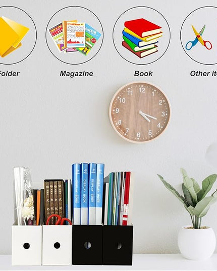 Limitliho 24 Pack Cardboard Magazine Holder, Magazine File Holder for Home, Office, Desk, 10.6'' H×10.2'' L ×3.5''W Magazine Storage Box (12 Pack White and 12 Pack Black)
