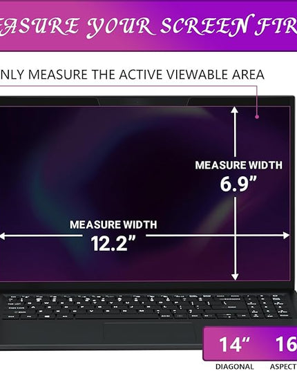 PYS Magnetic Laptop Privacy Screen 14 Inch 16:9 - Laptop Screen Privacy Shield, Anti-Blue Light, Anti-Glare Filter, Removable Screen Protector