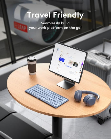 Samsers Full-Size Foldable Bluetooth Keyboard, KF08S Wireless Folding Keyboards with PU Leather Cover, Portable Travel for iPhone iPad Smartphone Tablet Laptop, Android Windows Mac OS, Blue