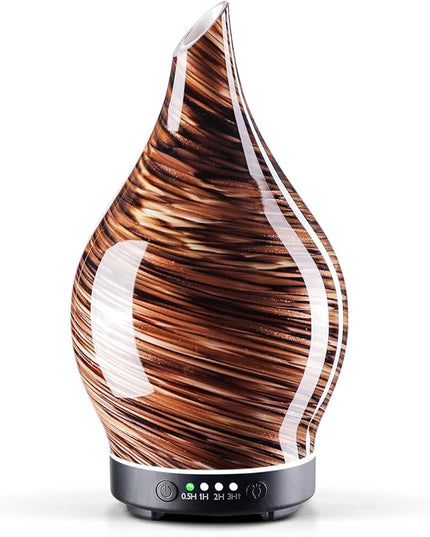 Porseme 150ml Essential Oil Diffuser Glass Color Changing Aroma Air Diffusers Aromatherapy Ultrasonic Cool Mist Humidifier 6 Running Hours Waterless Auto-Off for Sleeping Yoga Office Spa (Dark Golden)