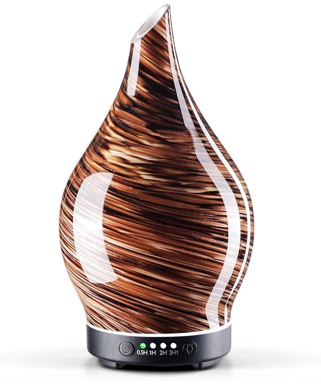 Porseme 150ml Essential Oil Diffuser Glass Color Changing Aroma Air Diffusers Aromatherapy Ultrasonic Cool Mist Humidifier 6 Running Hours Waterless Auto-Off for Sleeping Yoga Office Spa (Dark Golden)