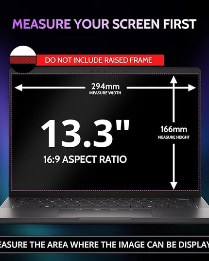 Peslv 360° 4 Way Laptop Privacy Screen for 13.3 Inch 16:9 Aspect Ratio Computer Monitor, Anti Glare Blue Light Spy Filter Private Cover, Bubble-Free Black Security Protector