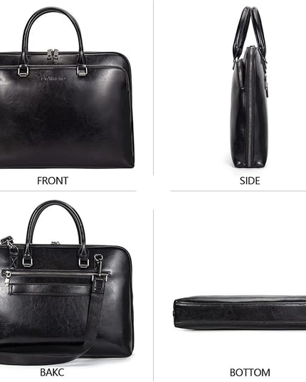 Blofinche Laptop Messenger shoulder bag: Genuine Leather work Briefcase 13.3 15.6 inch designer handbag