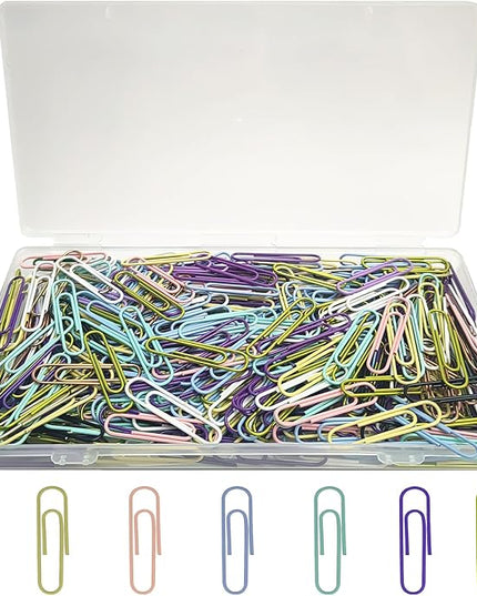 300 Pcs Paper Clips Medium Size PaperClips Assorted Colored for Clips Office Supplies Paperwork Office School and Personal Use
