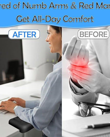 2-Piece Ergonomic Desk Edge Cushion, L-Shaped Memory Foam Elbow Pads with Non-Slip Base, Arm Rest for Desk & Wrist Rest for Computer Keyboard, Office and Home Use