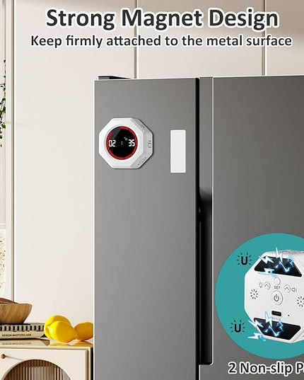 Rechargeable Pomodoro Timer, Magnetic Kitchen Timer for Cooking, 8-Angle Auto-Rotating Screen with Gravity Sensor, 3/5/10/25/30/60min & Custom Countdown for ADHD, Office, Study, Kitchen & Kids