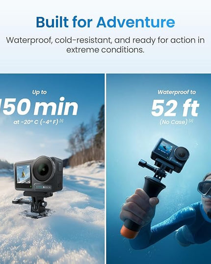 Xtra Edge Action Camera, 1/1.3" Sensor & 4K Cinematic Video, Hyper Stabilization, Waterproof Camera to 52 Ft, 3-Hour Battery, Universal Quick Mount, Vlogging Camera for Adventure Photography