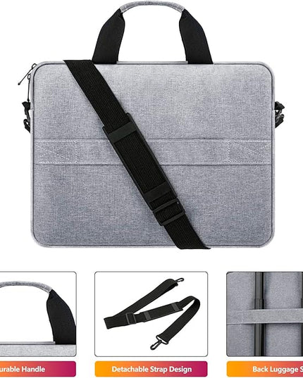 Laptop Case Shoulder Bag for 14 Inch MacBook Pro, 15 Inch Macbook A1707/A1990/A2941/A3114, 14-15 Inch Laptop Computer, Protective Polyester Computer Portable Bag Briefcase with Handle, Gray