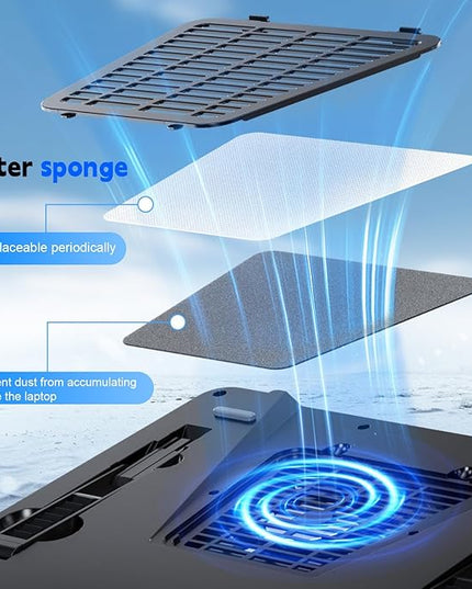 IETS GT600 Laptop Cooling Pad Equipped Gigantic Turbo-Fan（5.5inch Diameter）,Sealed Foam for Rapid Cooling Gaming Laptop,14.1-19.3 inch Laptop Cooler with Adjustable Brackets,Dust Filter,Touch Start