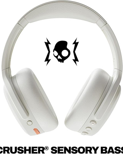 Skullcandy Crusher ANC 2 Wireless Over-Ear Bluetooth Headphones with Multi-Sensory Bass, Active Noise Cancelling, Up to 60 Hours Battery, Microphone for iPhone Android - Bone