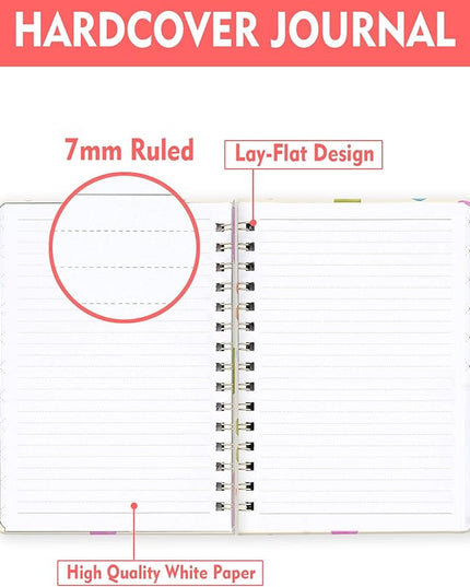 Spiral Journal Notebook for Women, Hardcover A5 College Ruled Notebook, 120 Pages, Thick Paper, Cute Lined Journal for School, Office & Work, 6 x 8.4 in(Cute Colorful Flower)
