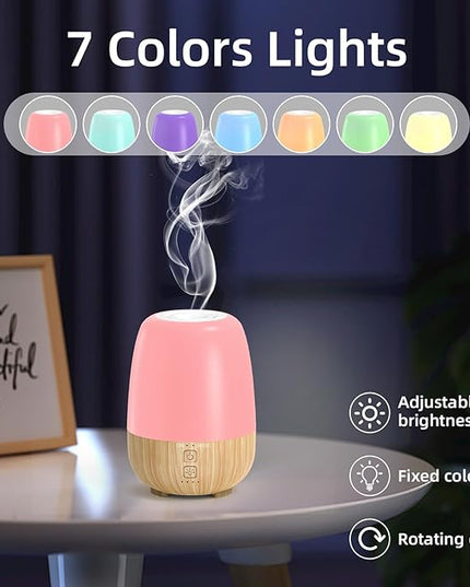 SEEDSEEL 150ML Cordless Essential Oil Diffuser, Built-in 6000mAH Rechargeable Battery, 7-Hour Runtime, 7 LED Color Changing Lights, Portable Aromatherapy Diffuser for Home,Office,Outdoor