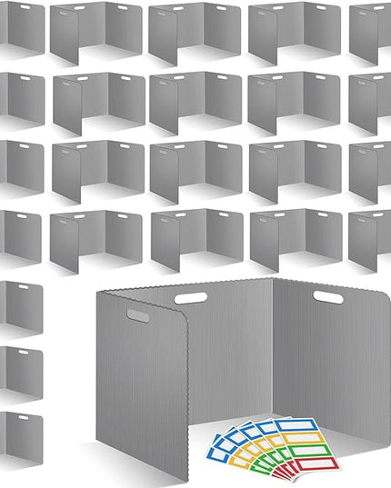 24 Pcs Desk Dividers for Students Plastic Durable and Waterproof Privacy Folders Shields Test Dividers with Classroom Privacy Boards for School Study Teacher Supplies (24pcs Grey)