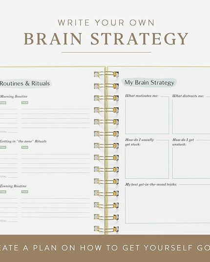 The ADHD Planner - Undated Daily/Weekly Schedule Organizer Journal - Habit Tracker Record Emotions & Mood - Academic Goals - Structure & Focus for Adults (Spiral) (Green)