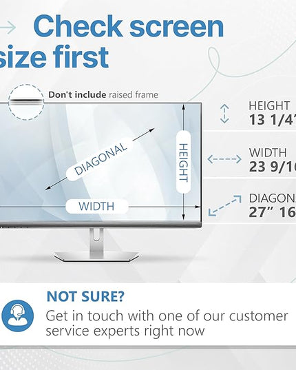 VINTEZ 27 Inch 16:9 Privacy Screen for Computer Monitor and Laptop - Anti Glare Protector Film Blue Light Filter Eye Protection - Computer Screen Privacy Shield, [1 Pack]