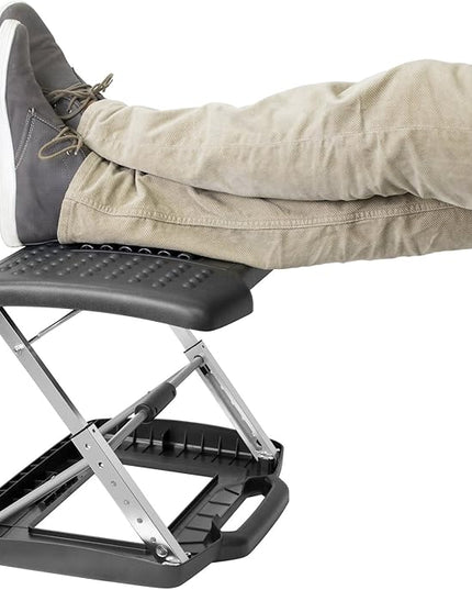 Mount-It! Adjustable Footrest with Massaging Bead | Adjustable Height and Tilt Office Foot Rest Stool for Under Desk Support | 5 Height Settings, 3 Tilt Settings | Black
