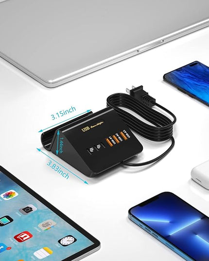 USB C Charging Station 35W, VHBW 6-Port (3 USB-C and 3 USB-A) Desktop Fast Charging Station for iPhone 14/13/12,Samsung Galaxy S23/S22/S21,etc