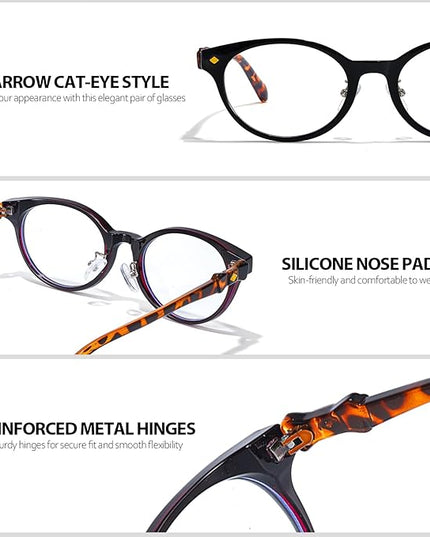 IGnaef Blue Light Blocking Glasses for Women, Oval Frame Bluelight Glasses for Gaming/Computer/Screen BL6216