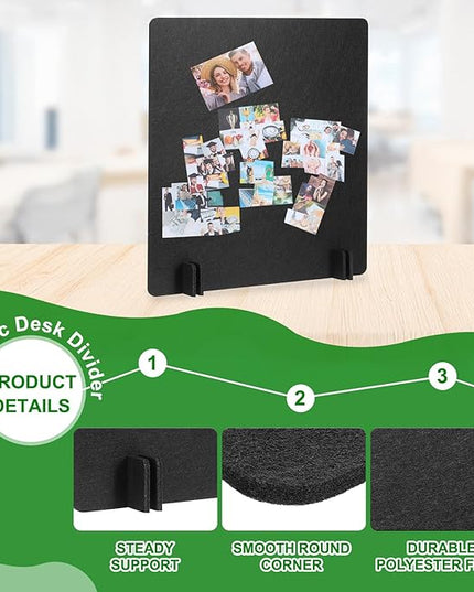 PATIKIL Desk Dividers 24" x 24", 4 Pack Desk Privacy Panel Freestanding Noise Reducing Partition Acoustic Panel with 4Pcs Support Feet for Testing Office Home Library, Black Style B